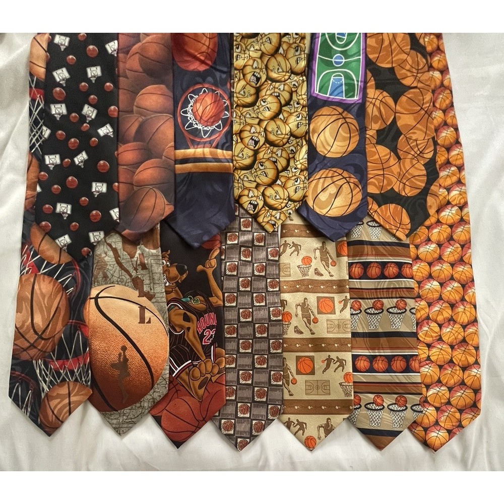Basketball Hoops Nets Balls Sports Ties Lot of 13 Novelty Neckties Silk And Poly